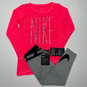NEW Girl's Nike Dri-Fit Athletic Outfit (Long Sleeve Top & Leggings) Size 4T